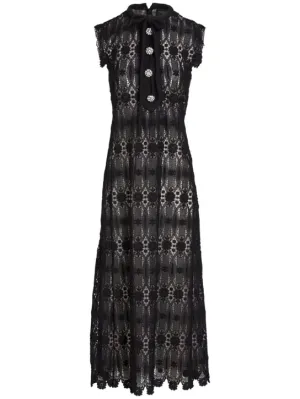Giambattista Valli   Embroidered macramé long dress 