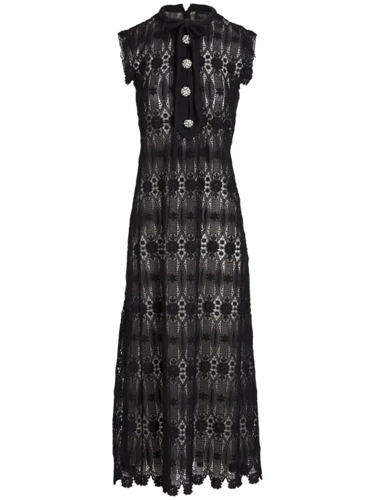 Giambattista Valli   Embroidered macramé long dress 
