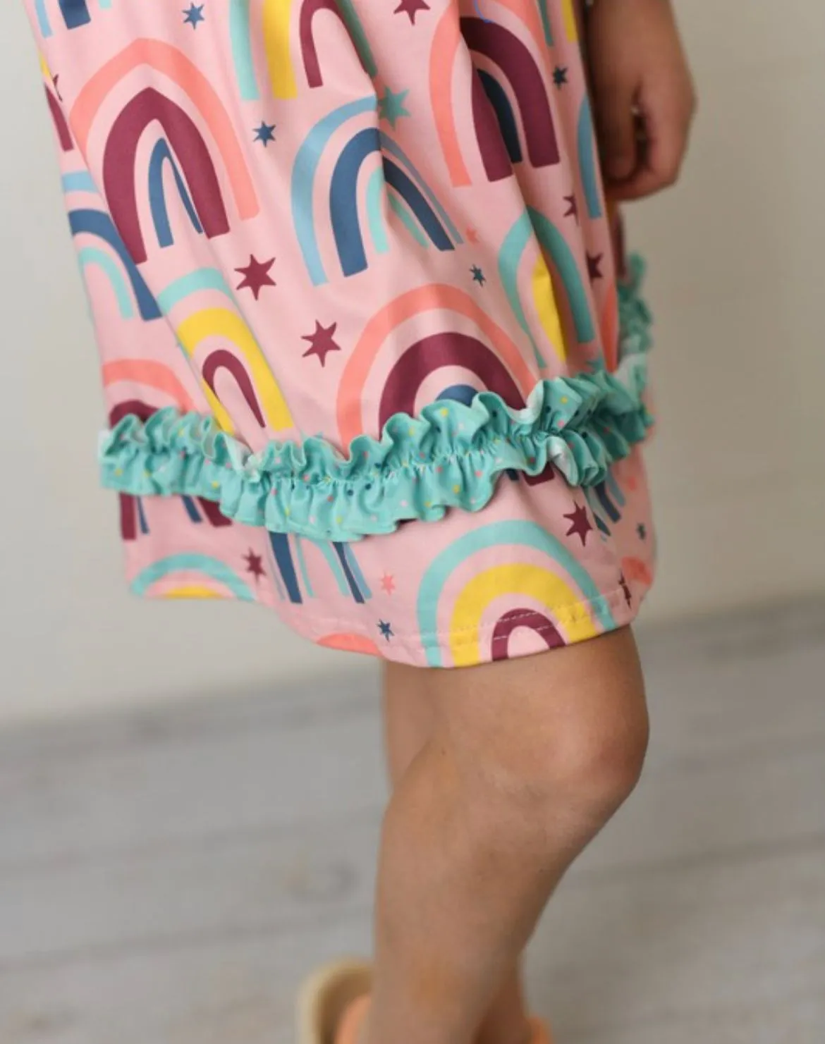 Girls Aqua and Pink Rainbow Dress