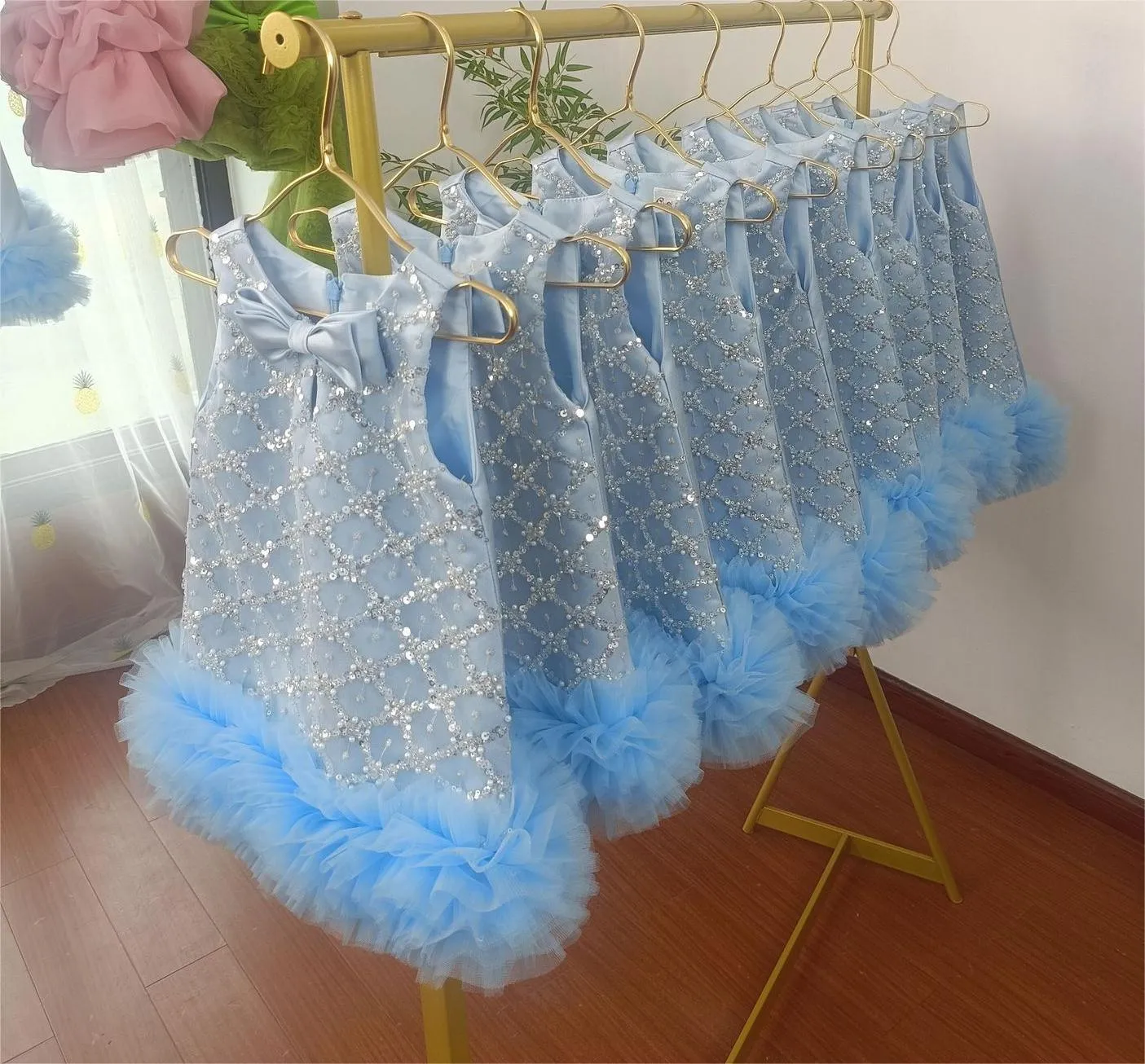 Girls Sequin plaid princess dress party dress for baby 6M-12year wear
