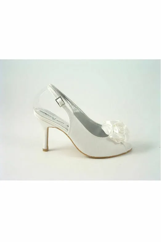 Glitz Shoes Perdita Ivory Satin Peep Toe Sling Back
