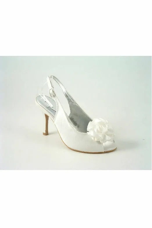 Glitz Shoes Perdita Ivory Satin Peep Toe Sling Back
