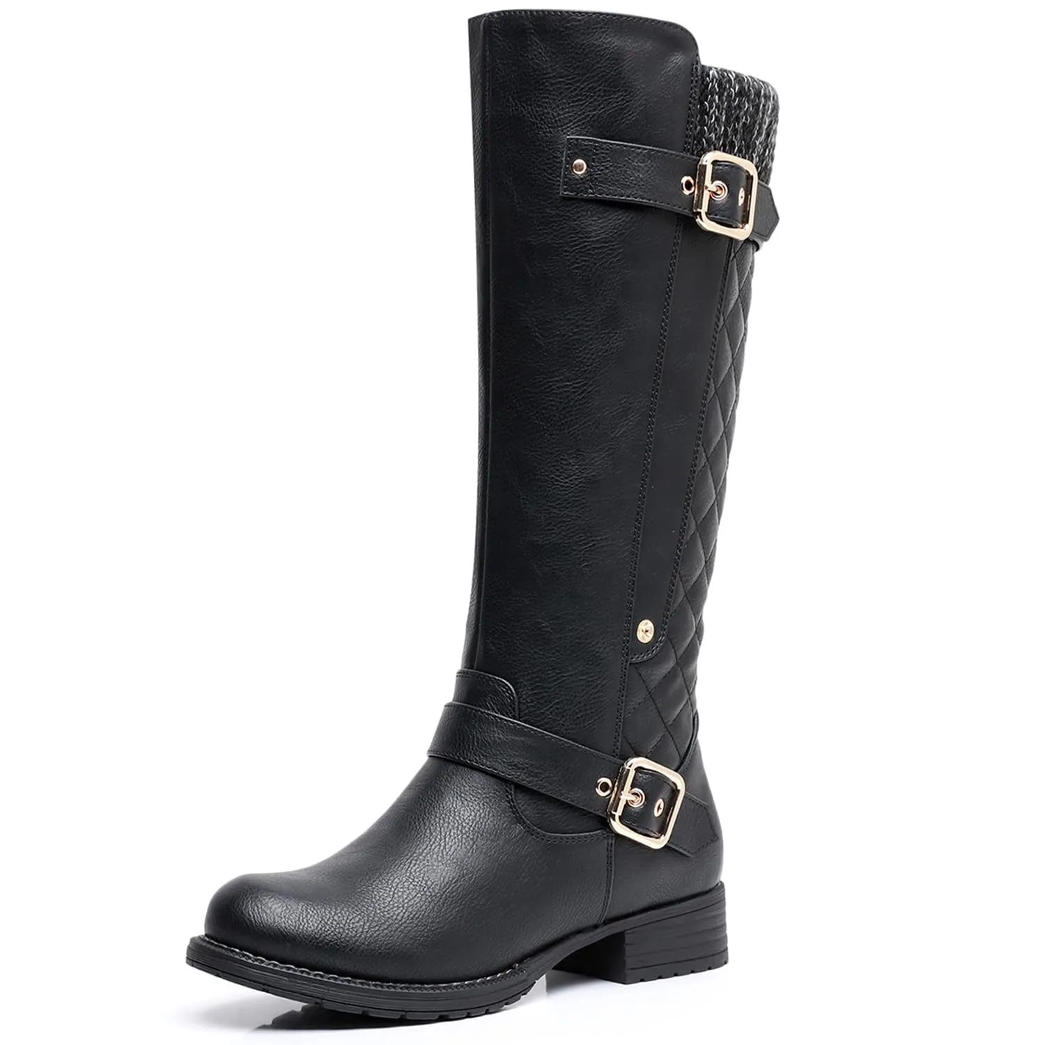 GLOBALWIN Women's 19YY01 Black Quilted Knee-High Fashion Boots 7.5M