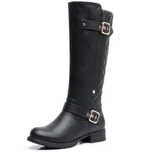 GLOBALWIN Women's 19YY01 Black Quilted Knee-High Fashion Boots 7.5M