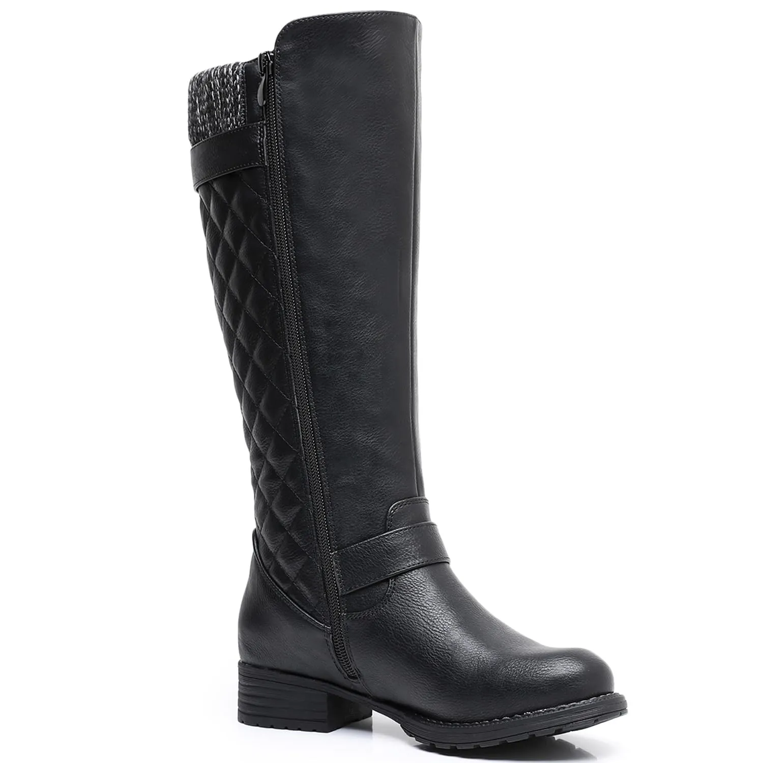 GLOBALWIN Women's 19YY01 Black Quilted Knee-High Fashion Boots 7.5M