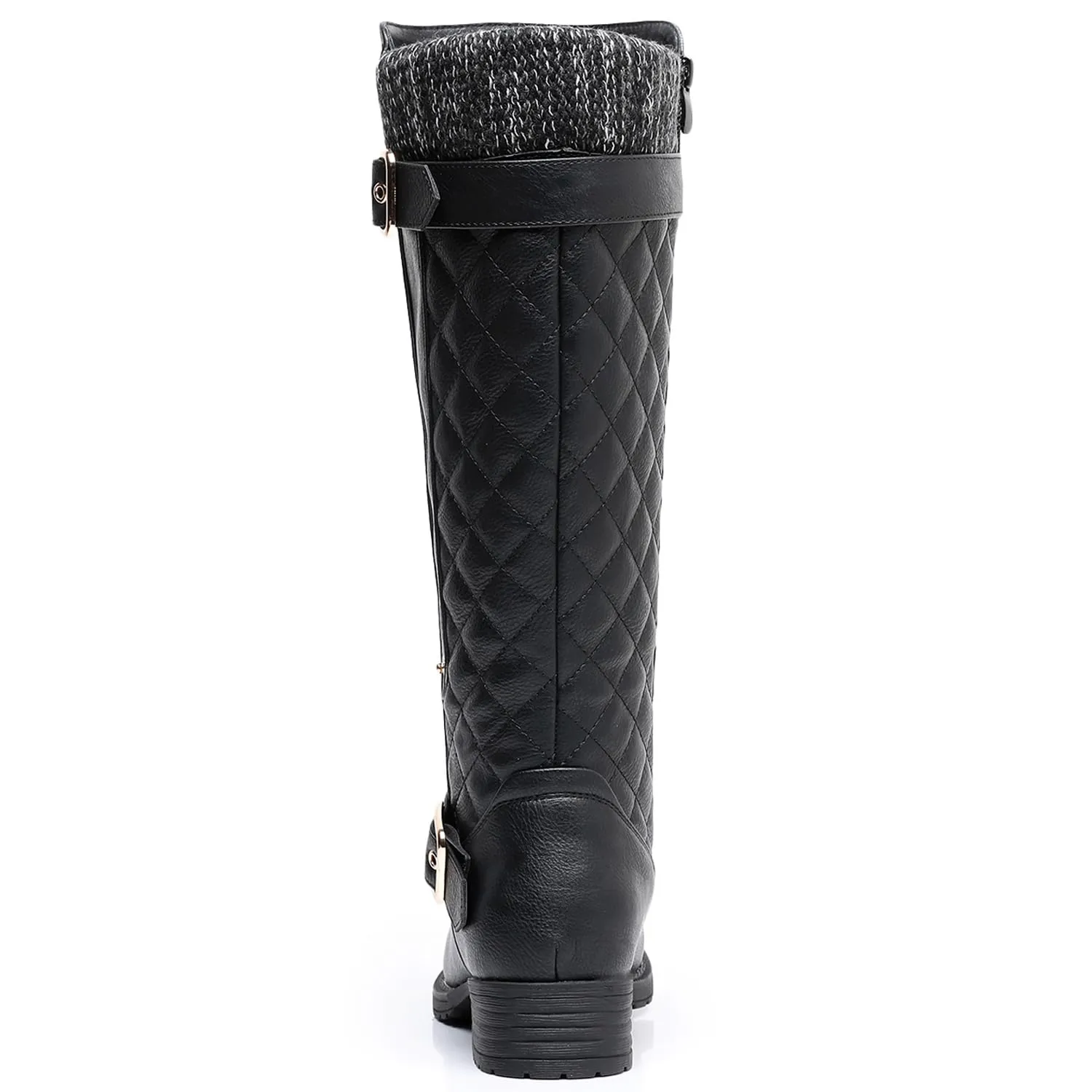 GLOBALWIN Women's 19YY01 Black Quilted Knee-High Fashion Boots 7.5M