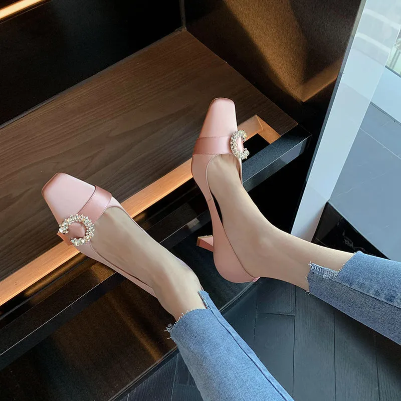 Greta Pink Satin Heels