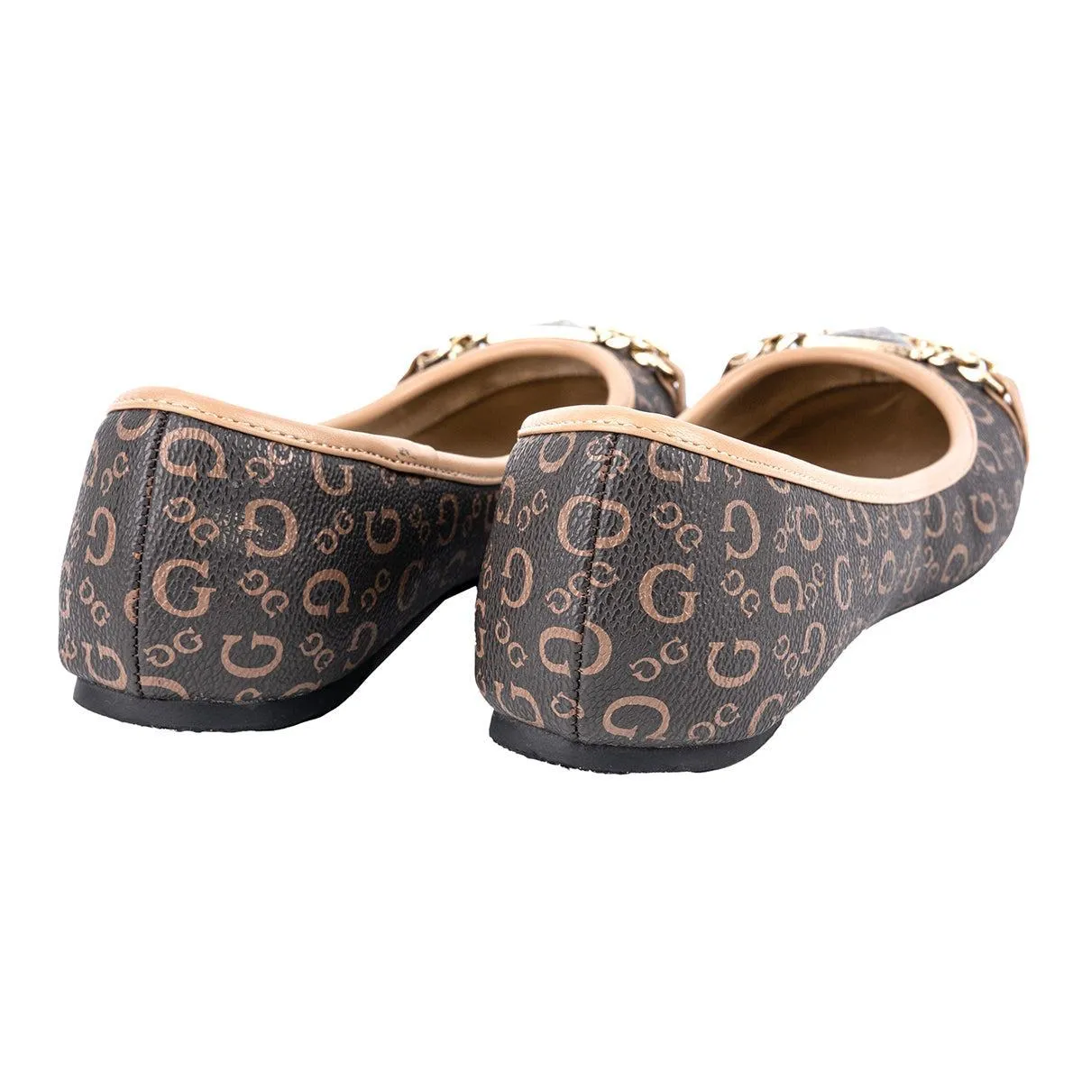Guess Ballerinas Leather Brown Colour For Women
