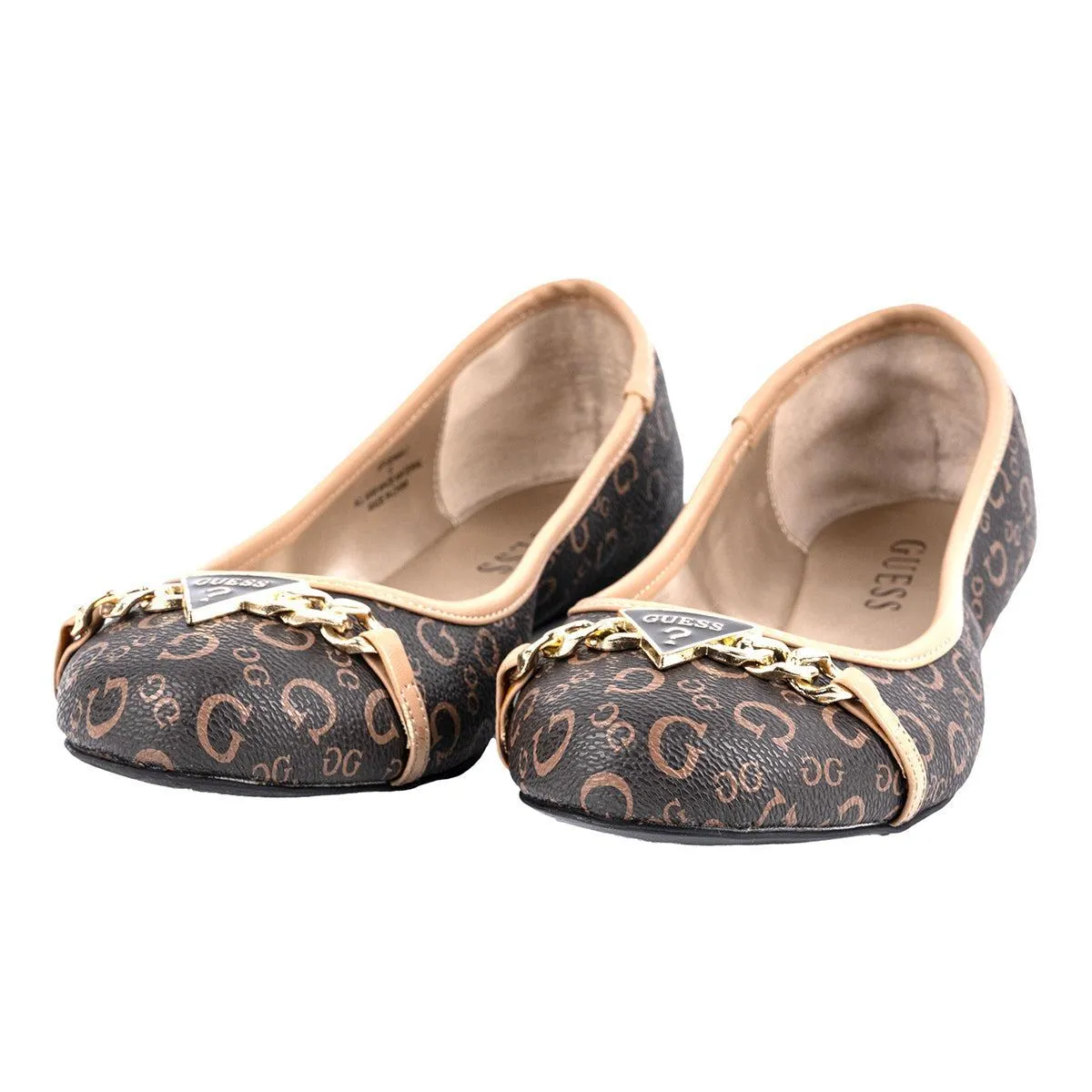 Guess Ballerinas Leather Brown Colour For Women