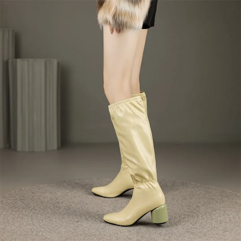 Hayes Square Toe Nude Knee High Boots