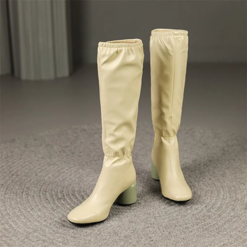 Hayes Square Toe Nude Knee High Boots