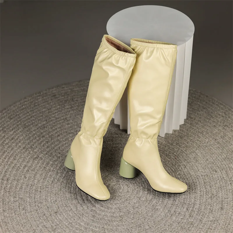 Hayes Square Toe Nude Knee High Boots