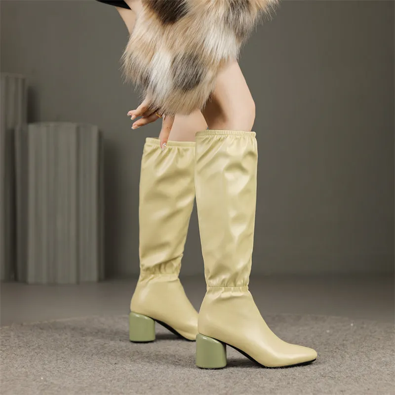 Hayes Square Toe Nude Knee High Boots