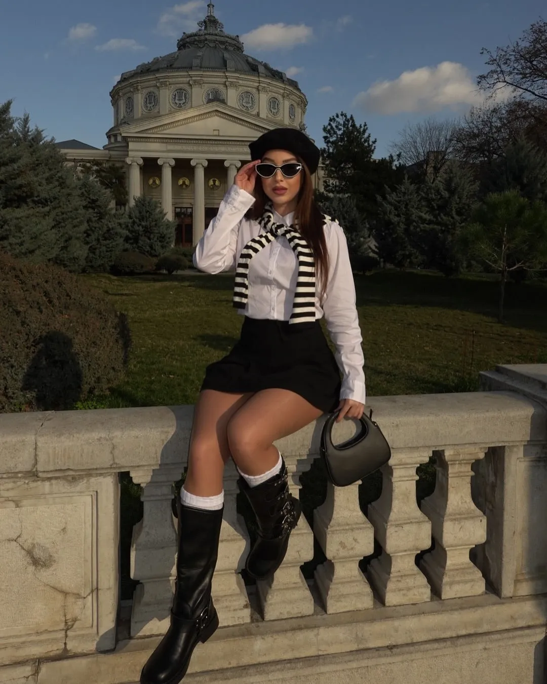 Heather Buckle Chunky Heel Boots