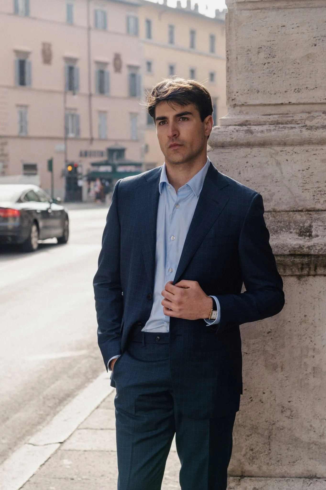 HENRY SARTORIAL HERITAGE Zegna Traveller™ Check Suit NAVY REG