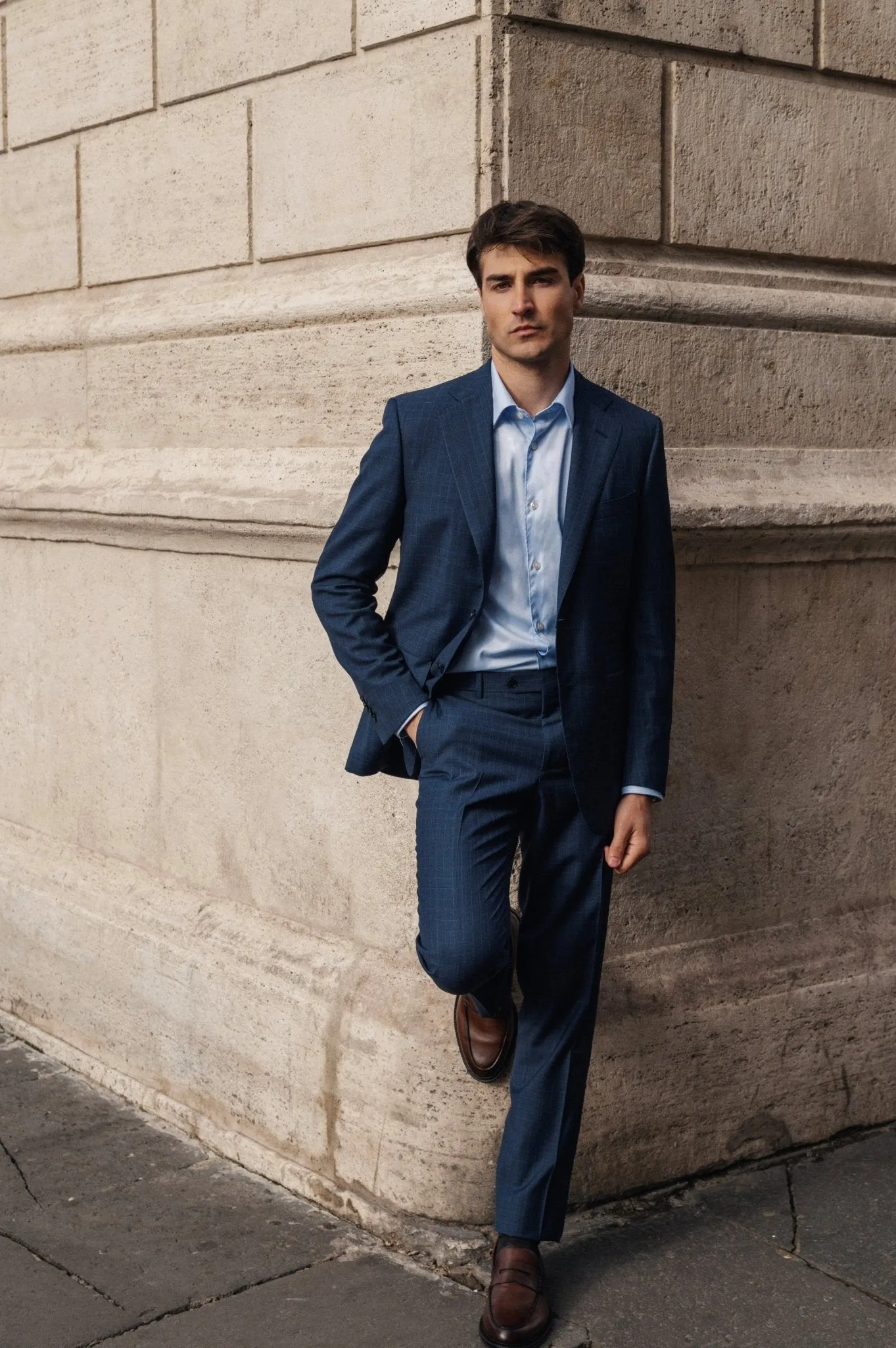 HENRY SARTORIAL HERITAGE Zegna Traveller™ Check Suit NAVY REG