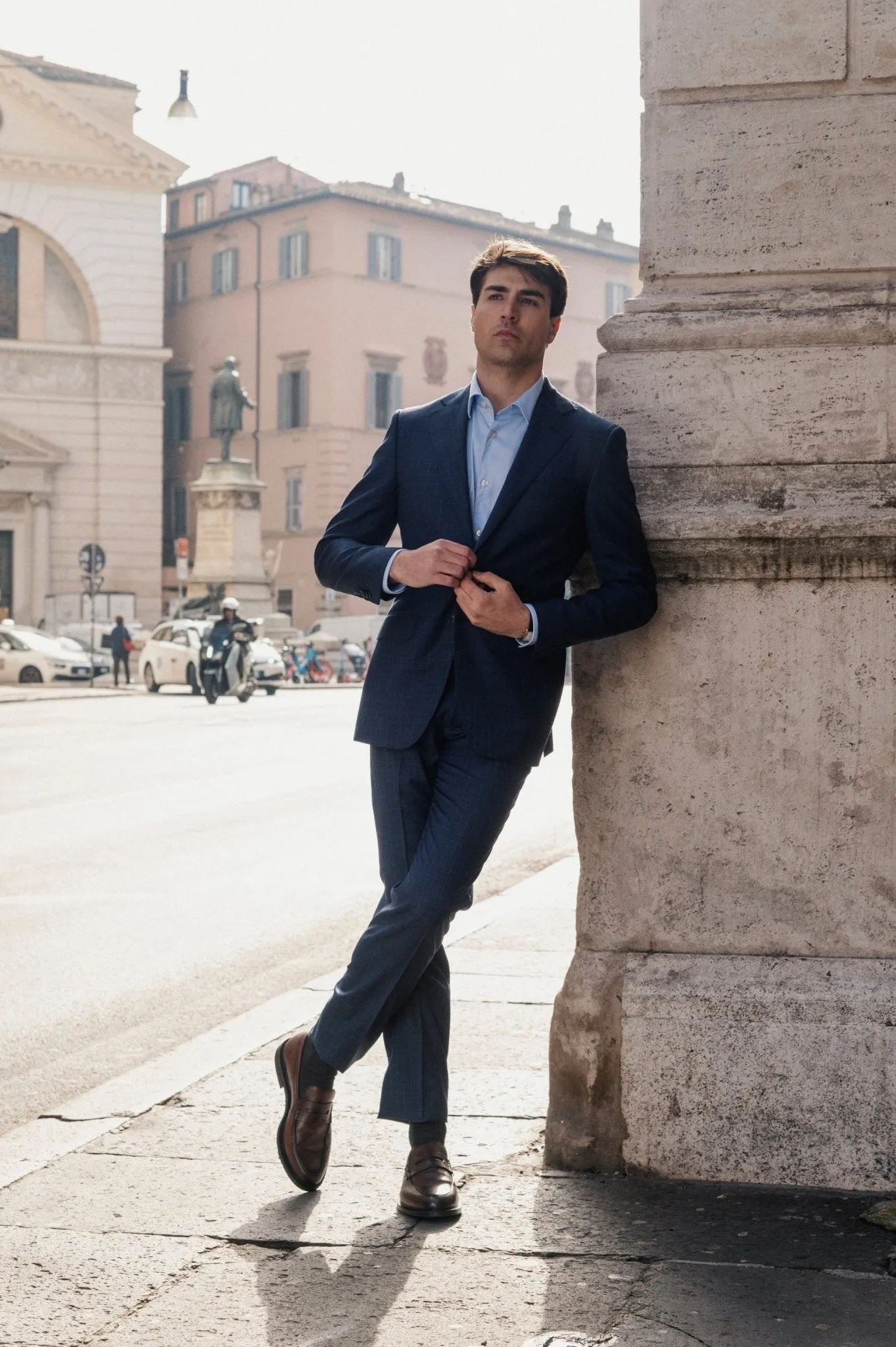 HENRY SARTORIAL HERITAGE Zegna Traveller™ Check Suit NAVY REG