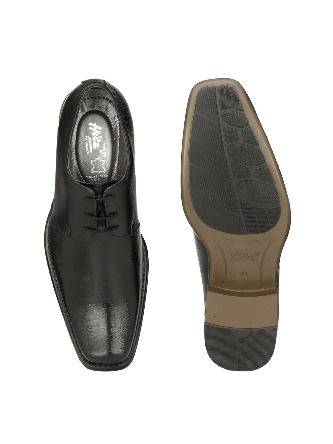 Hitz Men's Black Leather Lace up Formal Shoes