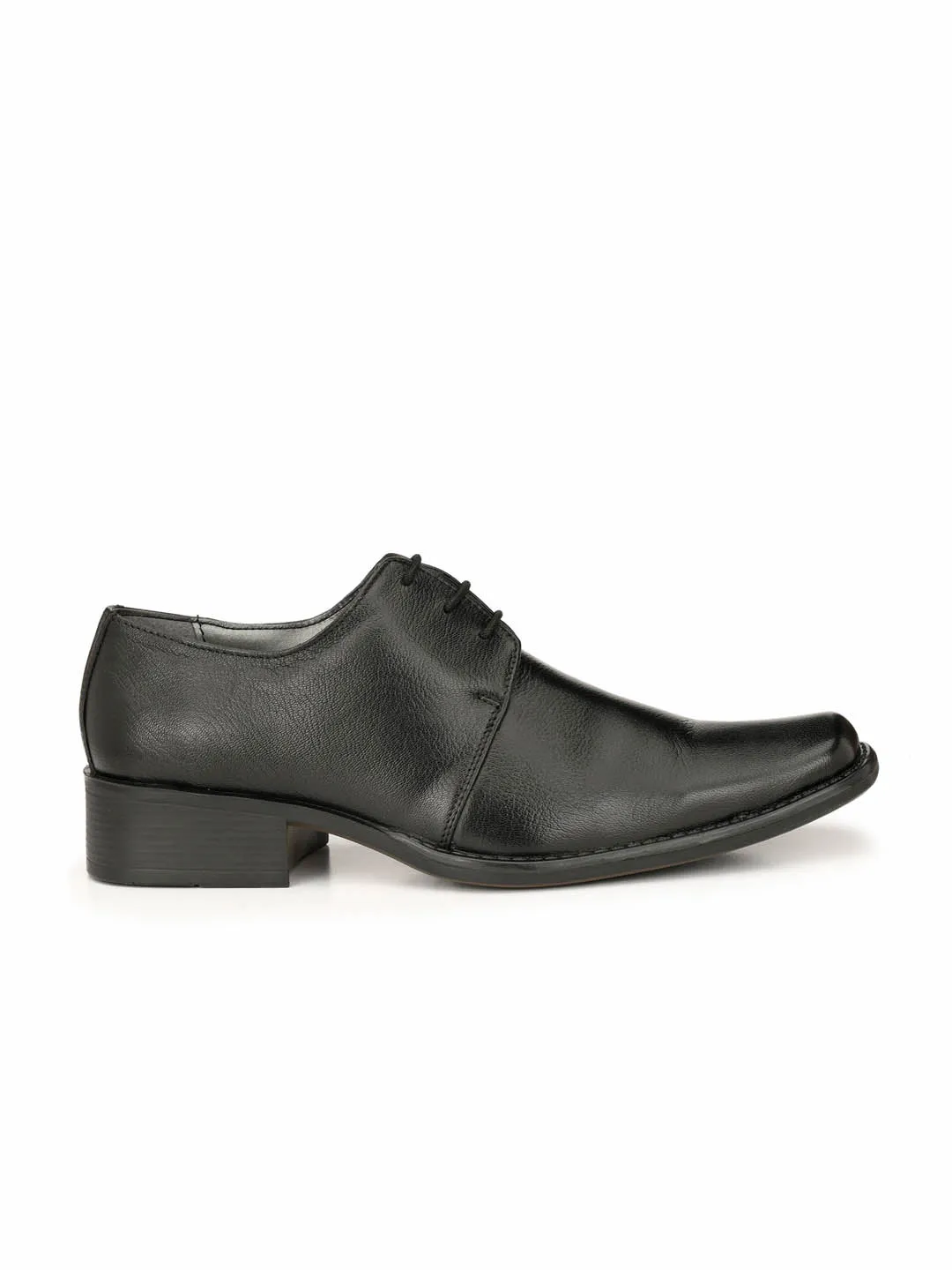 Hitz Men's Black Leather Lace up Formal Shoes