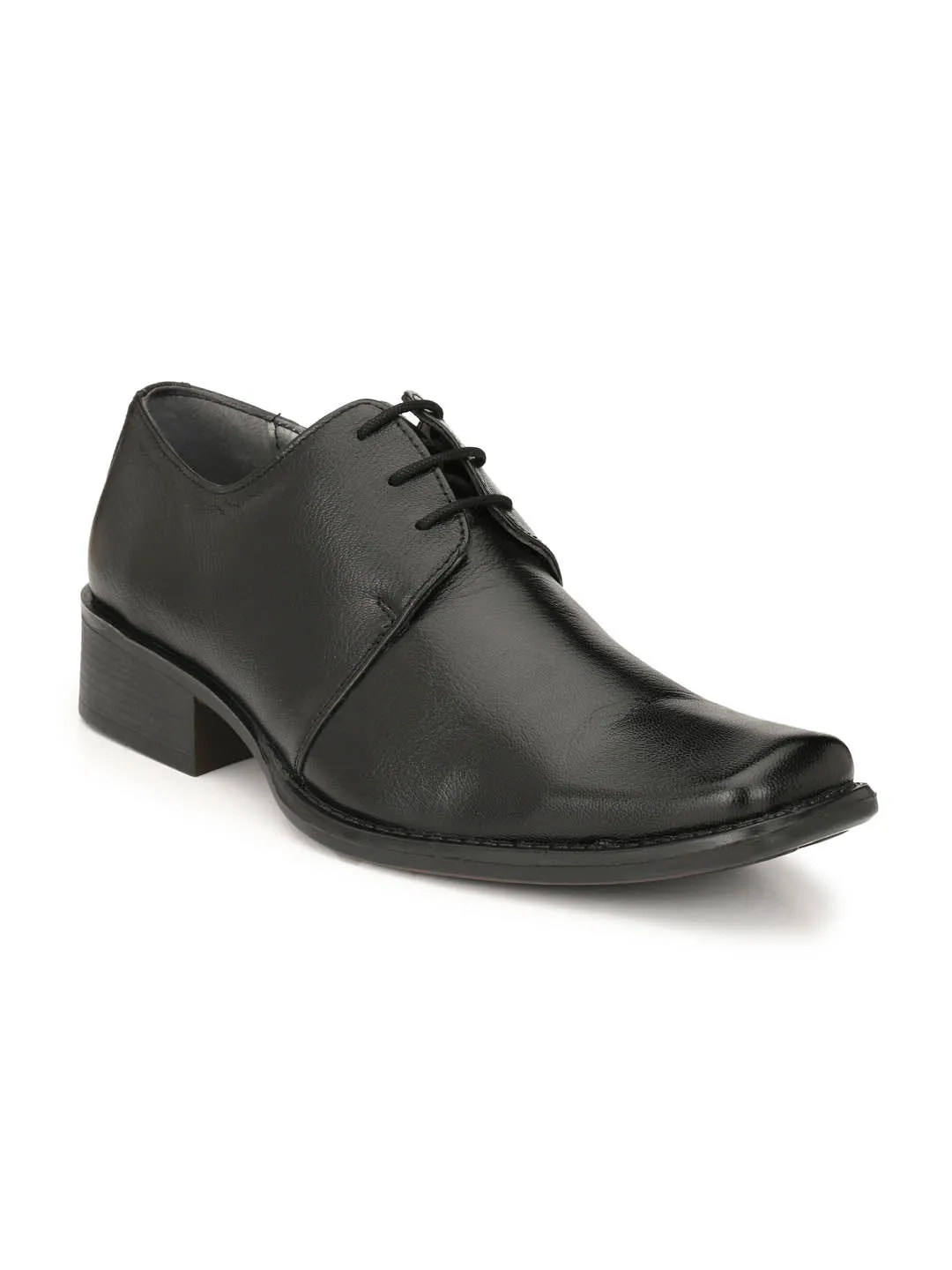 Hitz Men's Black Leather Lace up Formal Shoes