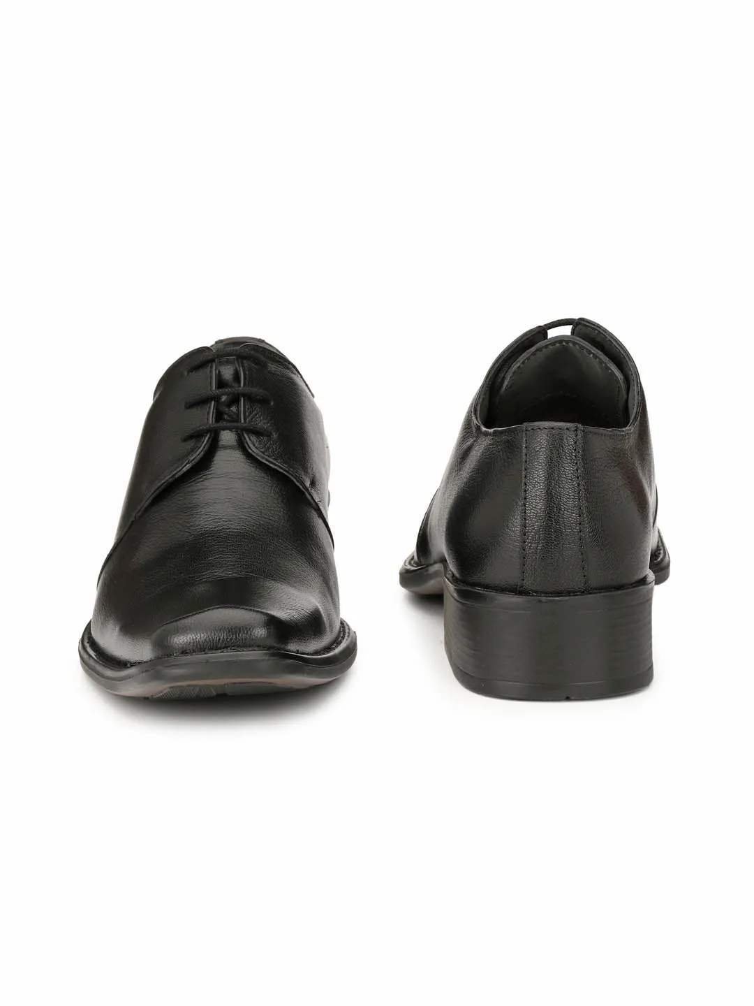Hitz Men's Black Leather Lace up Formal Shoes