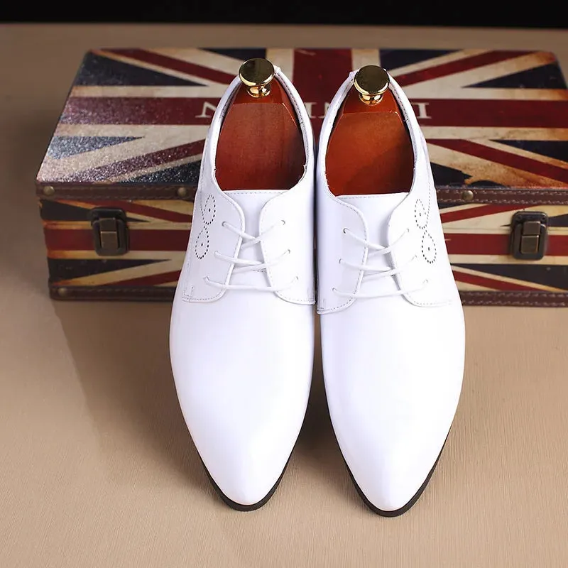 Hnzxzm Men's Classic Retro Brogue Shoes Patent Leather Mens Lace-Up Dress Business Office Shoes Men Party Wedding Oxfords Sizes 38-48