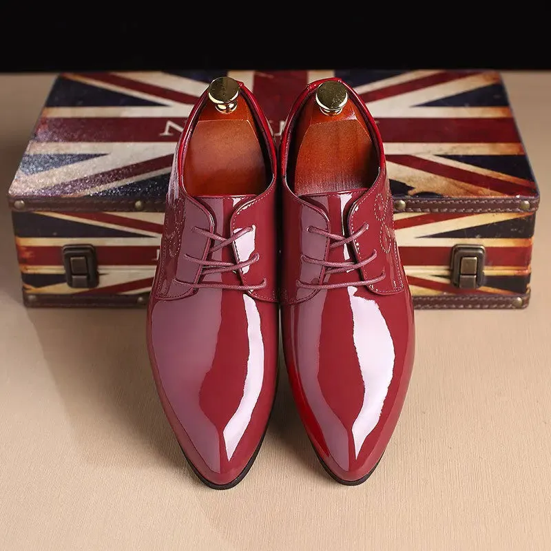 Hnzxzm Men's Classic Retro Brogue Shoes Patent Leather Mens Lace-Up Dress Business Office Shoes Men Party Wedding Oxfords Sizes 38-48