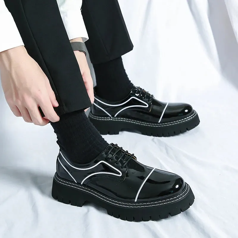 Hnzxzm Trendy All-match Mens oxfords Men's Casual Leather Shoe lace up Dress Shoes for Men High Quality Thick Bottom Men Casual Shoes