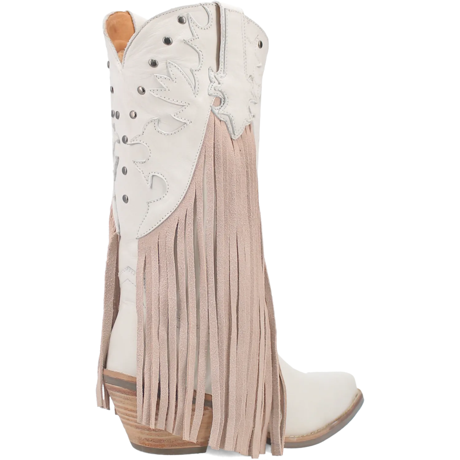 Hoedown Off White Leather Fringe Boots (DS)