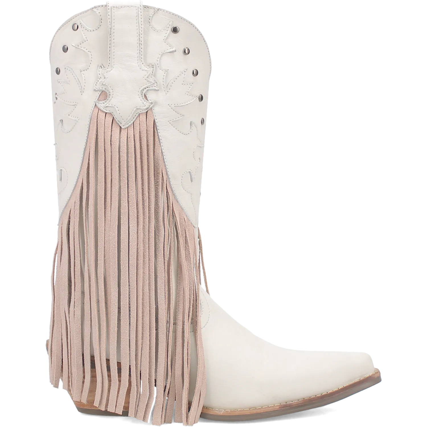 Hoedown Off White Leather Fringe Boots (DS)