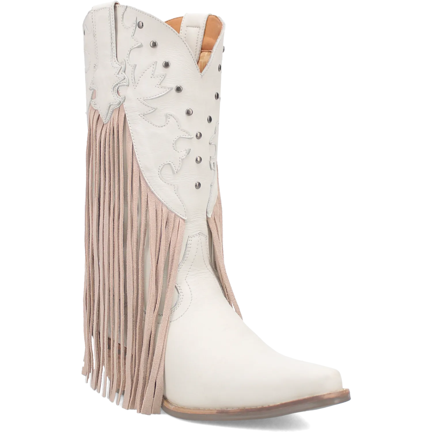 Hoedown Off White Leather Fringe Boots (DS)