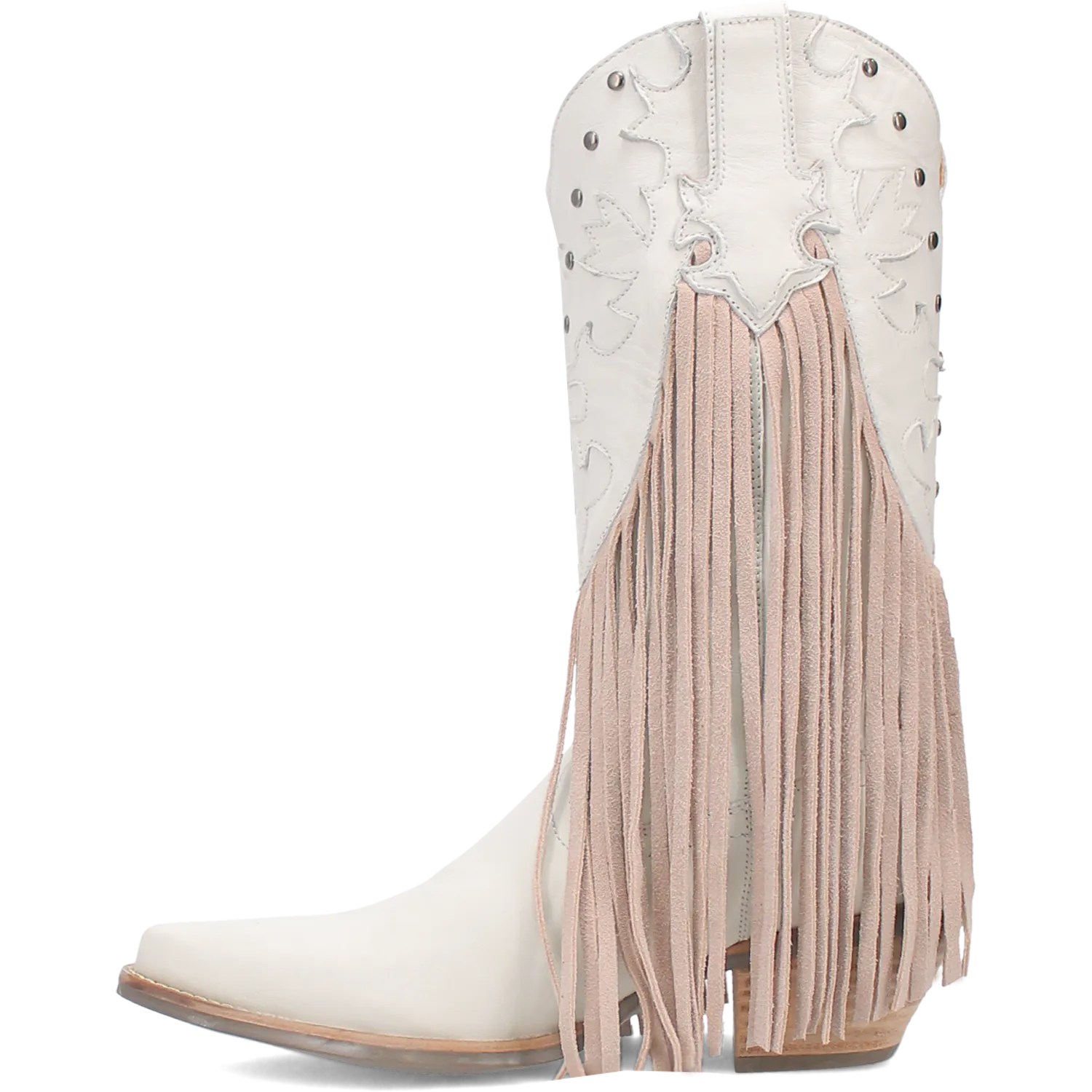 Hoedown Off White Leather Fringe Boots (DS)