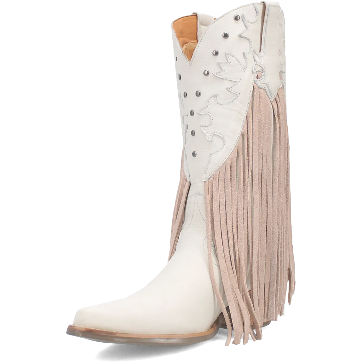 Hoedown Off White Leather Fringe Boots (DS)