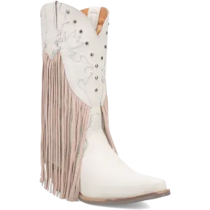 Hoedown Off White Leather Fringe Boots (DS)