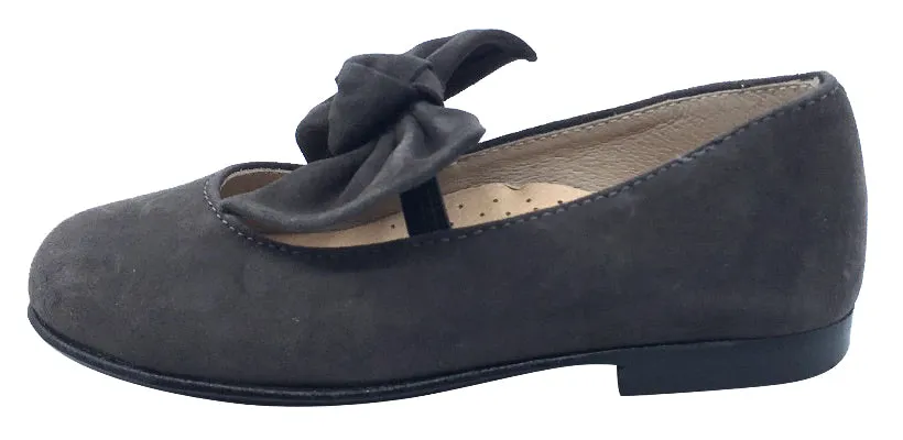 Hoo Shoes Chelia Bow Mary Jane, Grey Suede