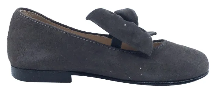 Hoo Shoes Chelia Bow Mary Jane, Grey Suede