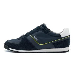 Hugo Boss Glaze Low-Top Sneakers Suede Blue Colour For Men