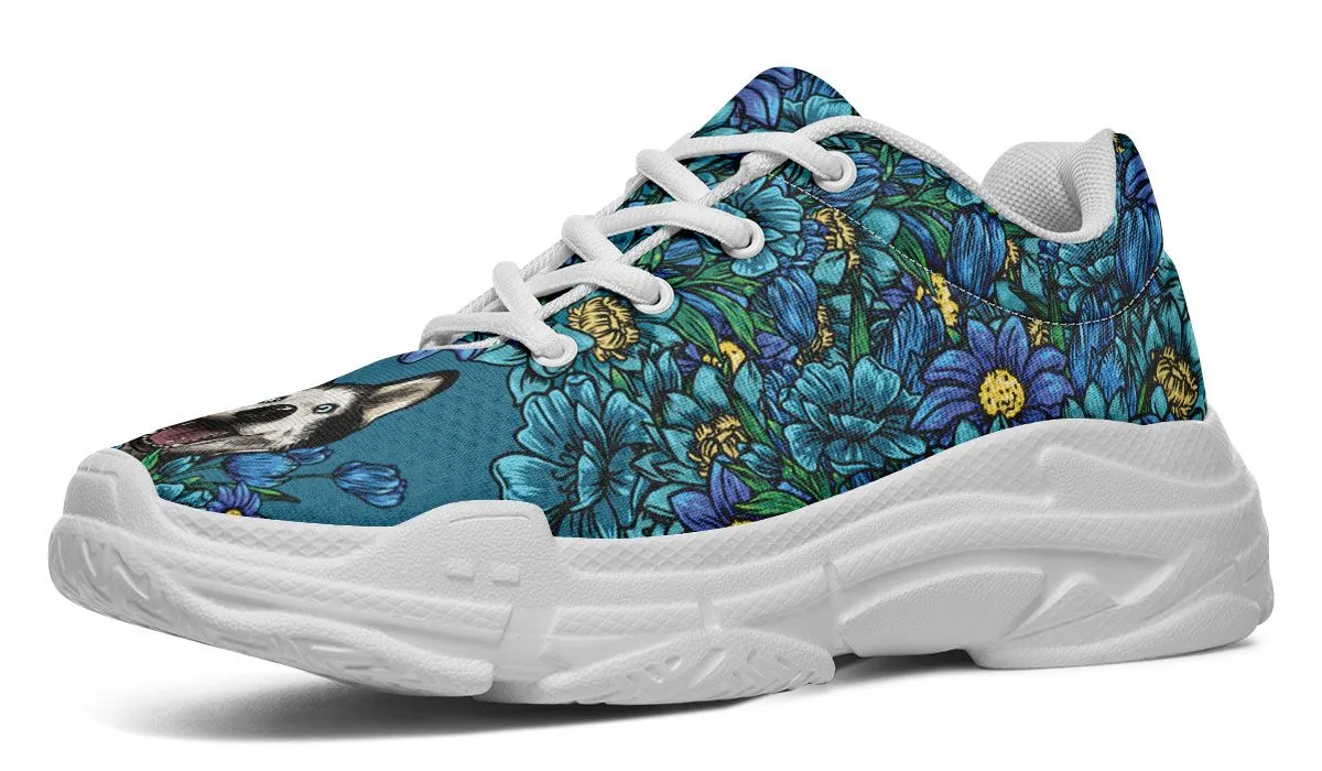 Illustrated Siberian Husky Chunky Sneakers