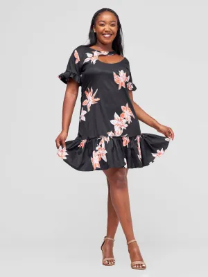 Inroses Hub Stargazer Lilies Dress - Black