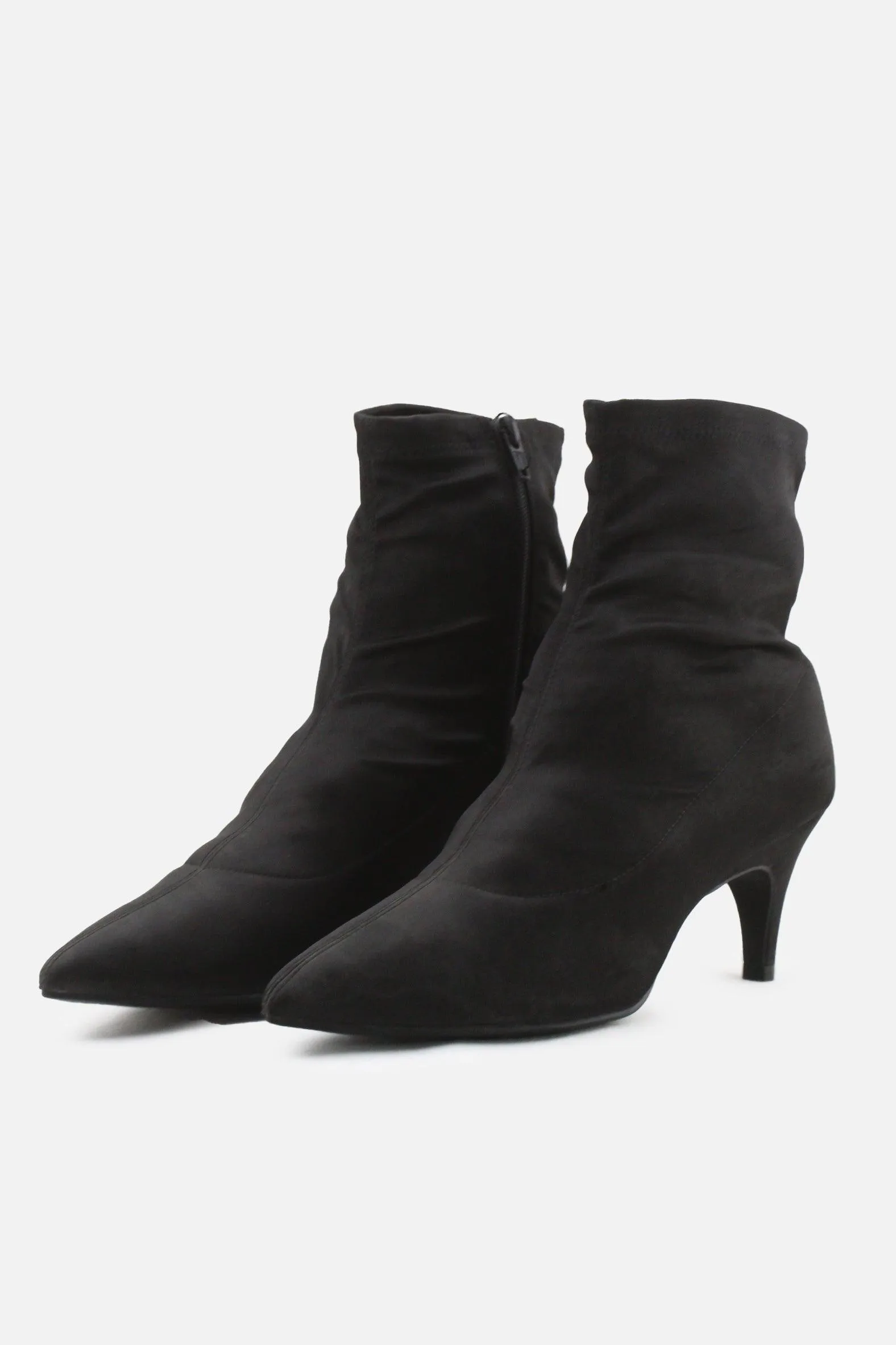 Insole Zipper Kitten Heels Ankle Boots | Textile