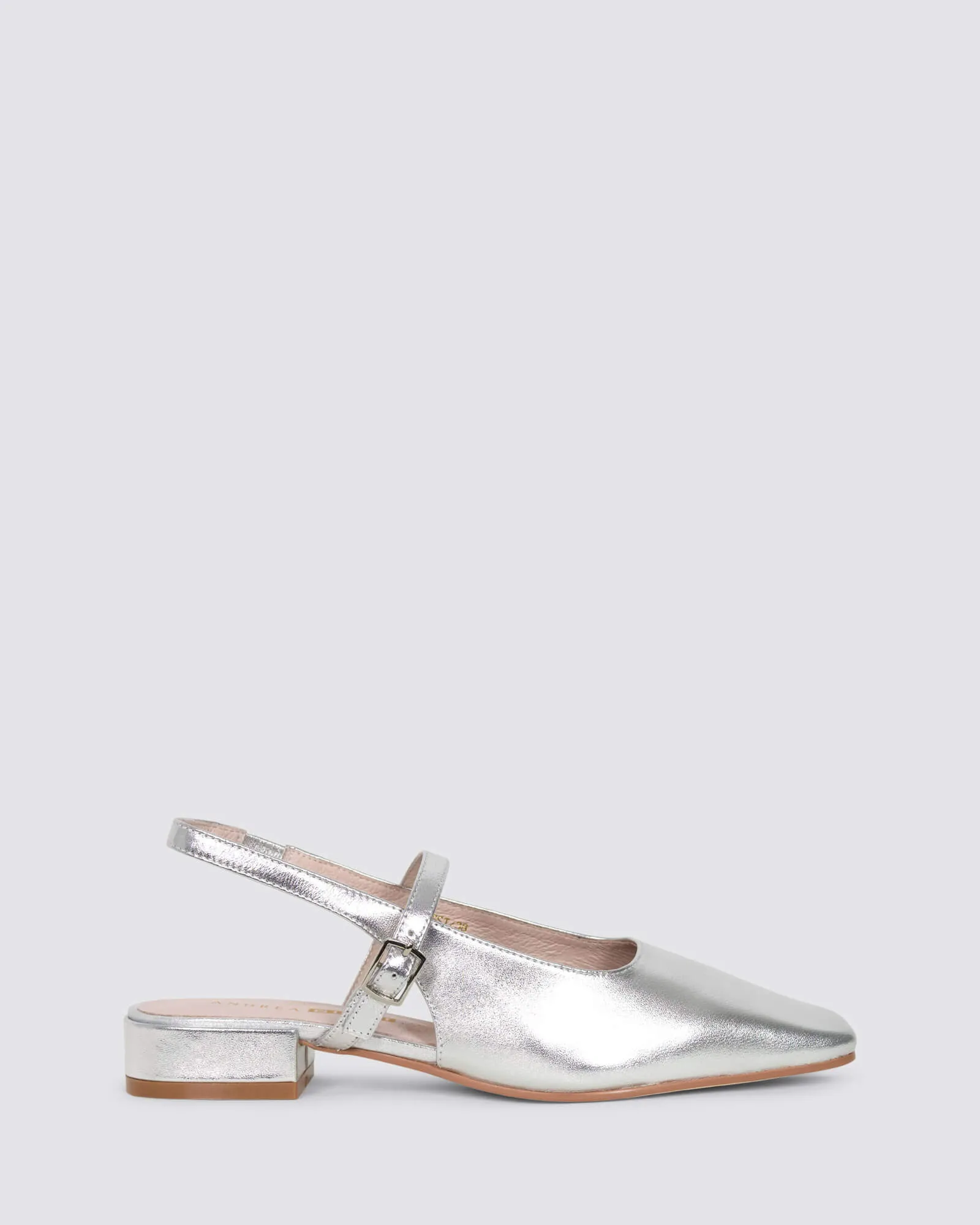 INTEREST SLINGBACK FLATS SILVER LEATHER