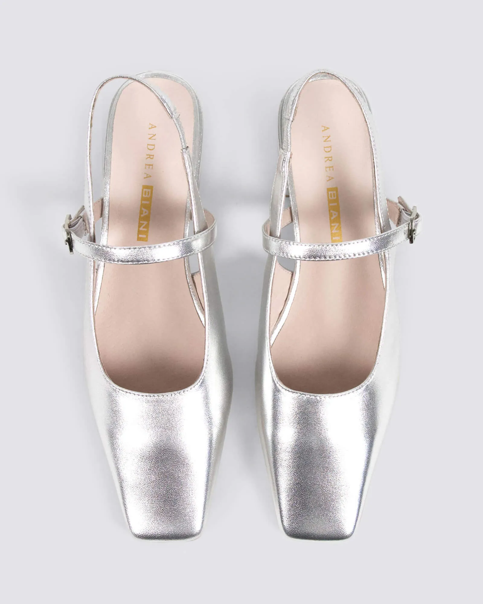 INTEREST SLINGBACK FLATS SILVER LEATHER