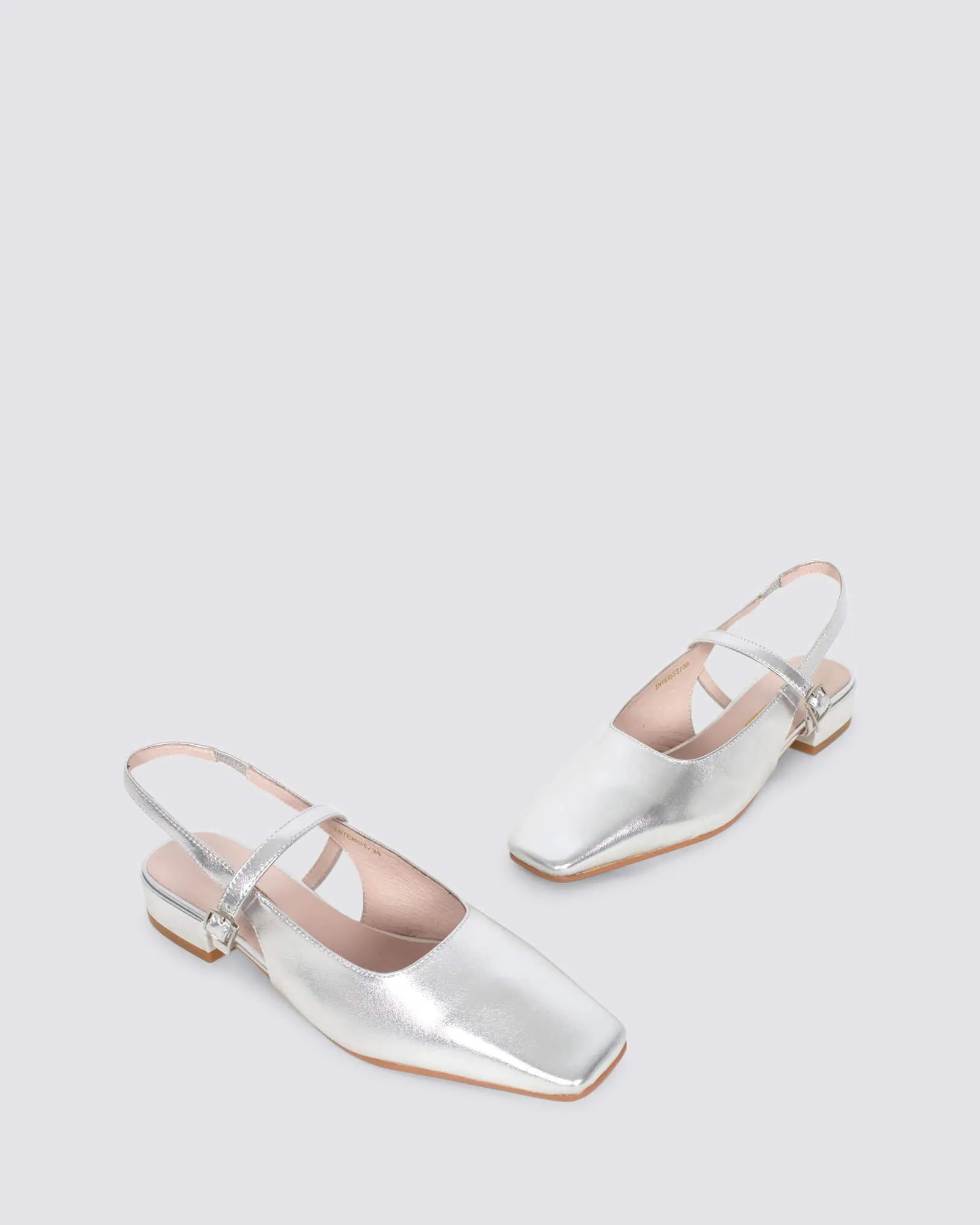 INTEREST SLINGBACK FLATS SILVER LEATHER
