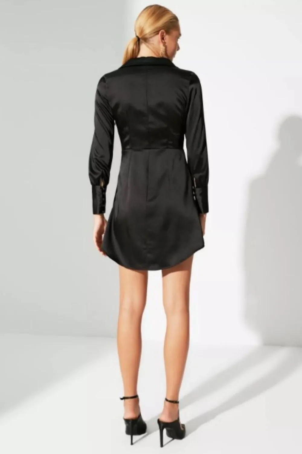 Its Not Me Black Notch Collar Dress