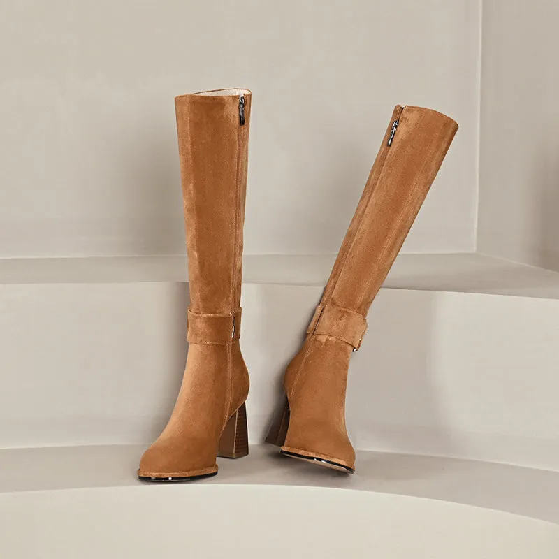 Ivana Camel Suede Knee High Boots