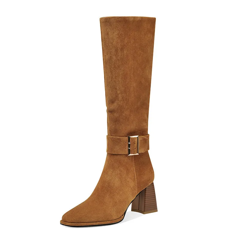 Ivana Camel Suede Knee High Boots