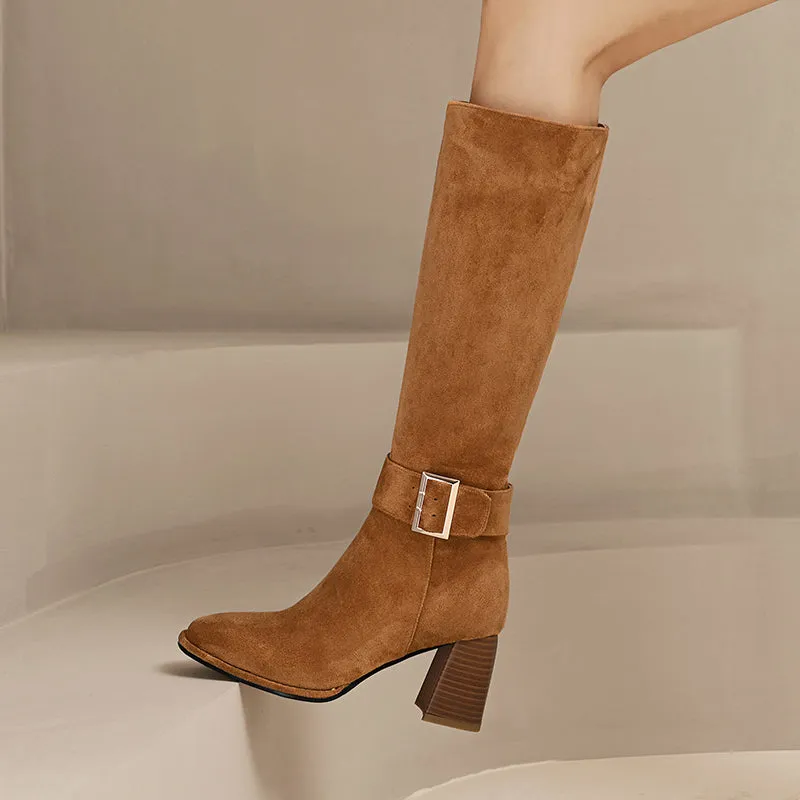 Ivana Camel Suede Knee High Boots