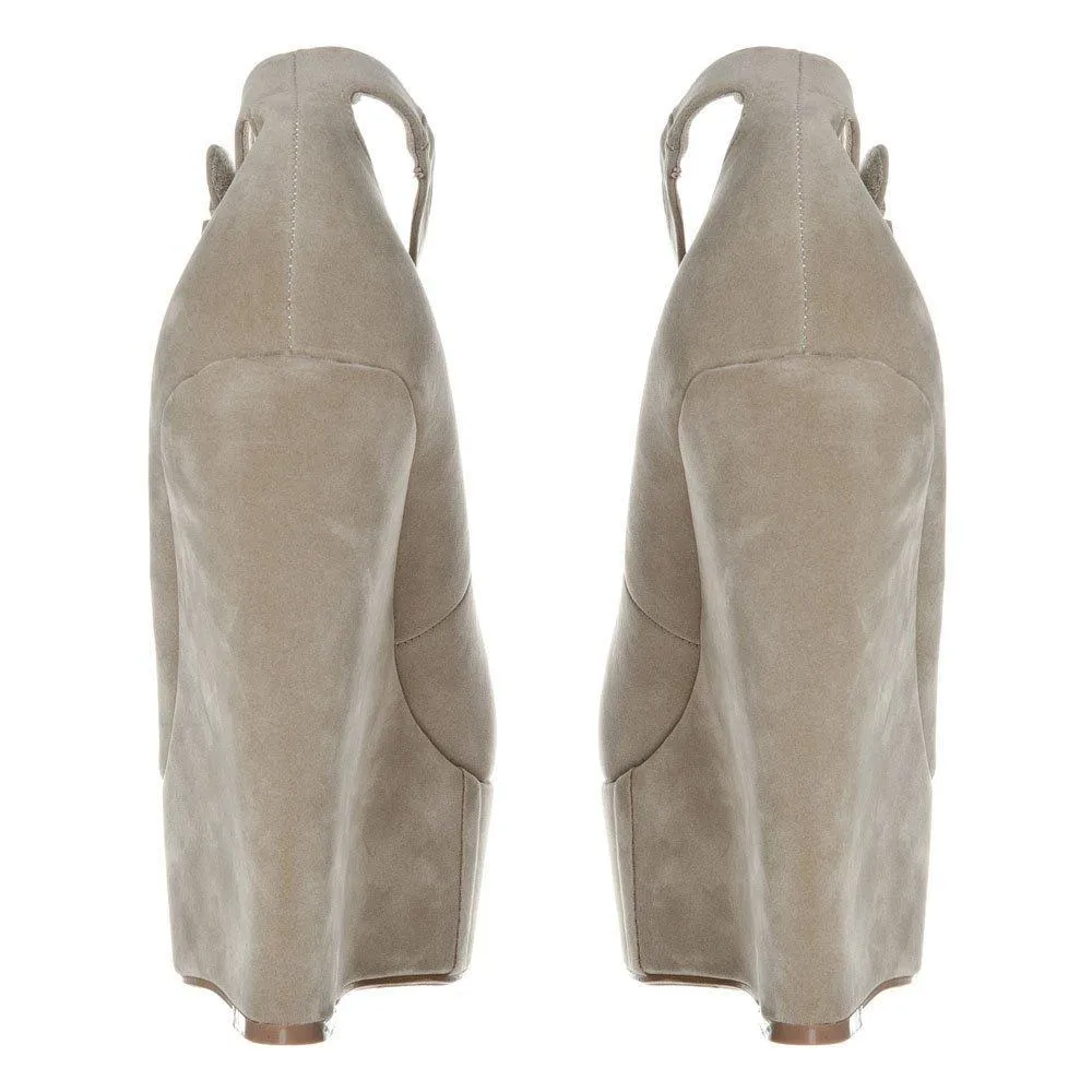 Joey Peep Toe Platform Wedge High Heeled Ankle Strap Court Shoe