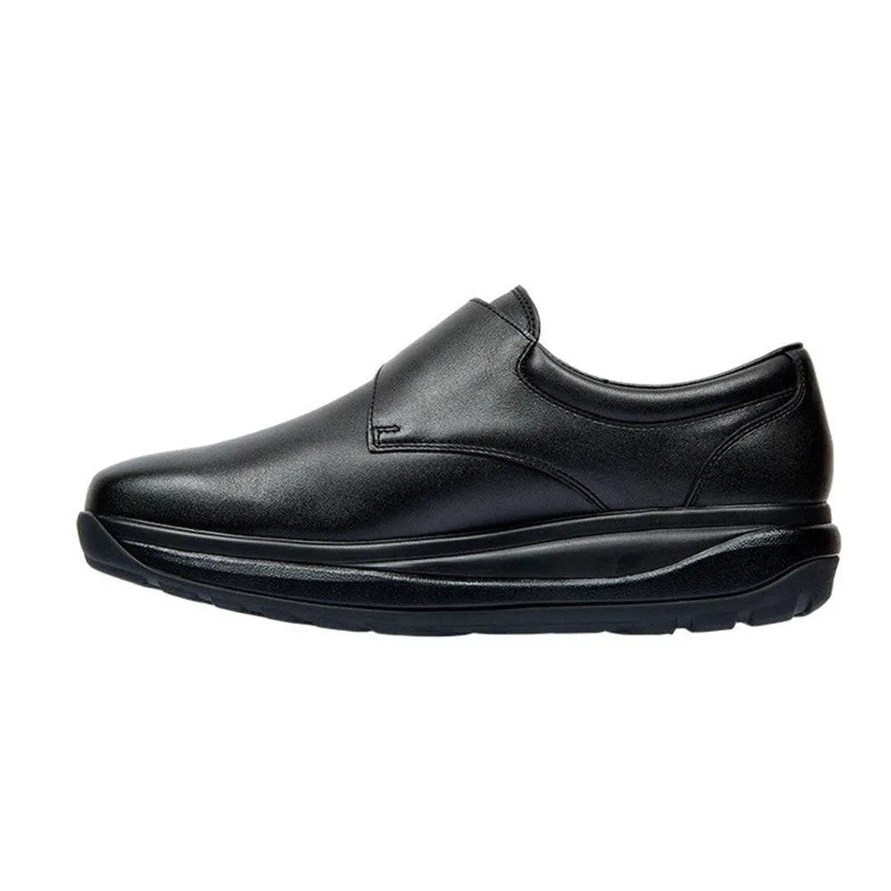 Joya Edward Black Mens Leather Arch Support Touch Fasten Shoes