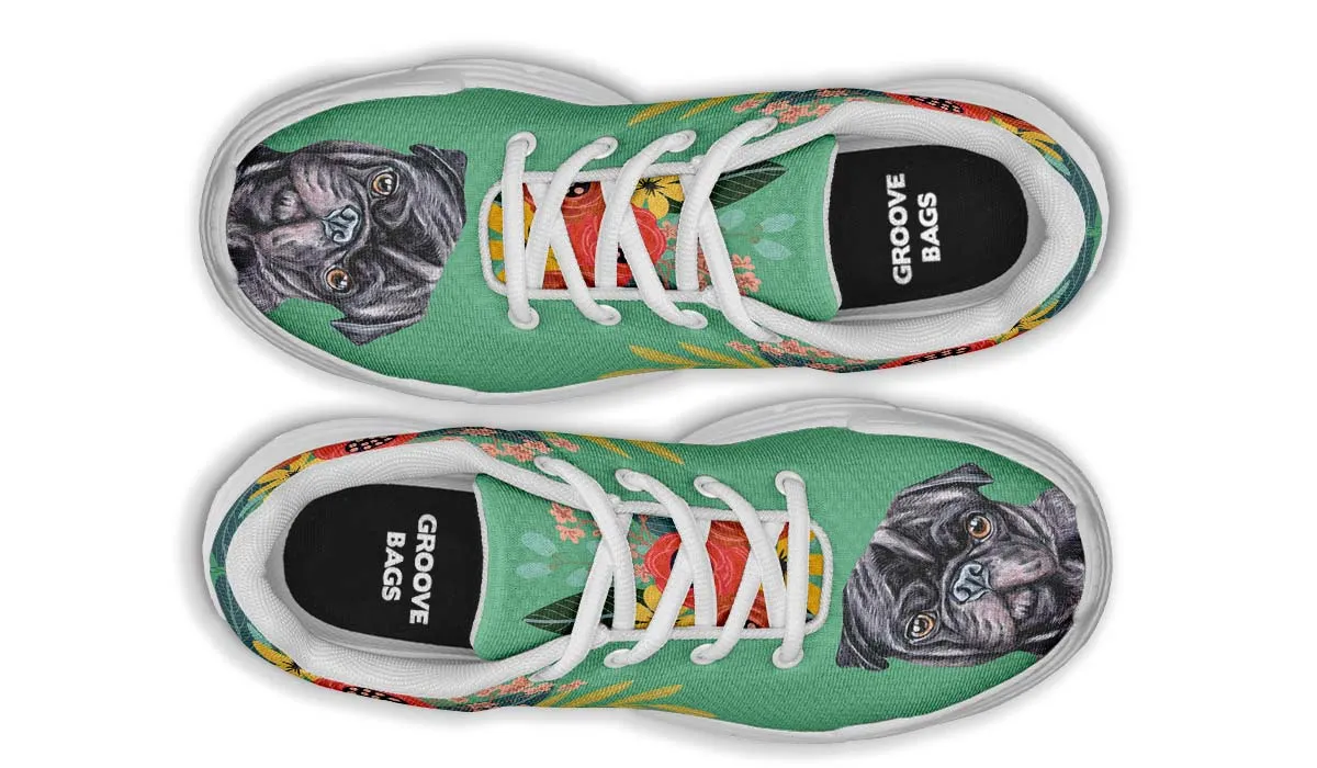 Joyful Black Pug Chunky Sneakers